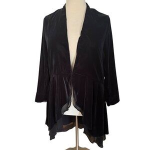 Soft Surroundings L Black Velvet Hi Low Duster Whimsigoth Victorian Cardigan
